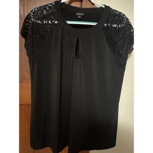 TORRID Black Lace Sleeve Keyhole Neck Tunic Top Plus Size 0